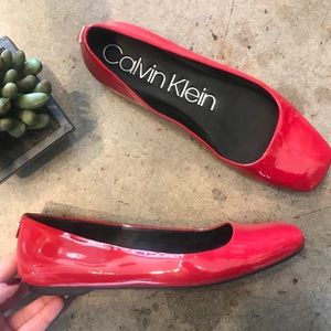 Calvin Klein Lipstick Red Enith Flats Size 8.5